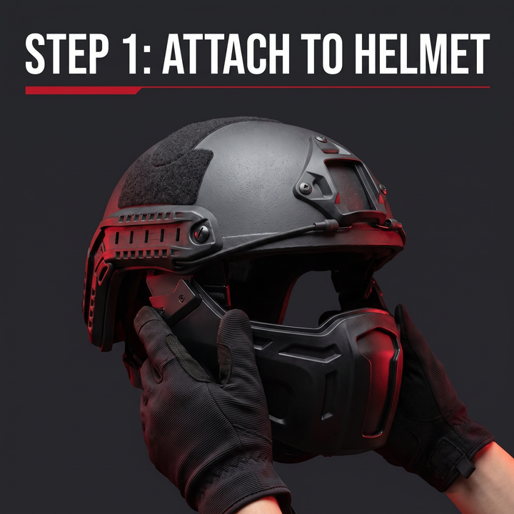 Tactical Half Face Mask - How To Attach To Helmet Step 1