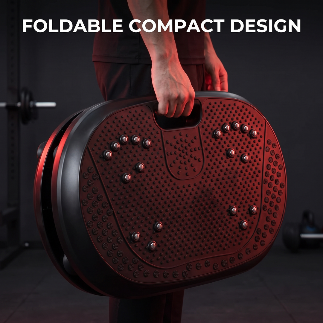 PHYSIOATHLETX vibration plate exercise machine - foldable compact design with carry handle