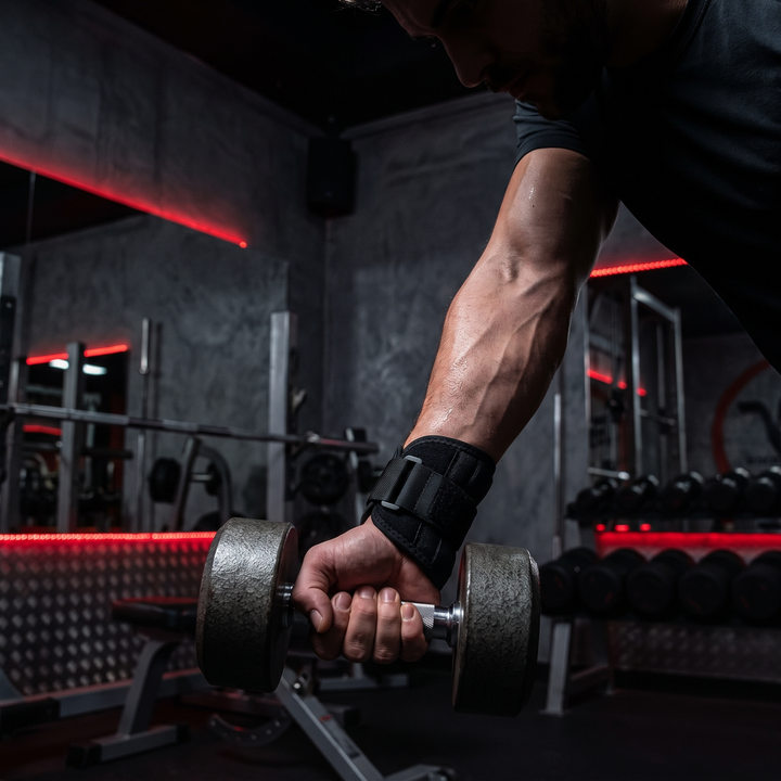 Adjustable Wrist Brace and Support Splint - Black, Right Hand, In Use