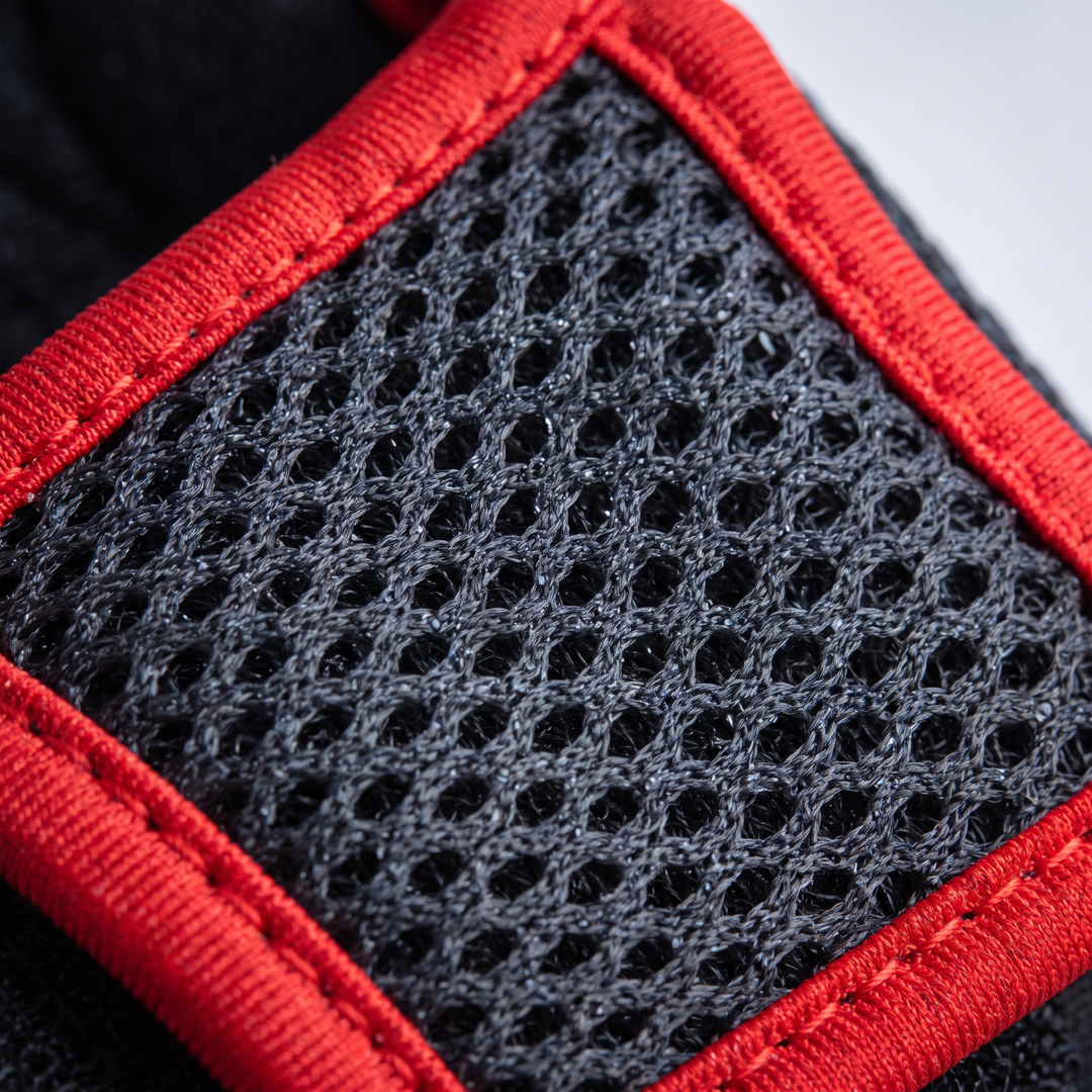 Close-up of breathable fabric texture on wrist support brace