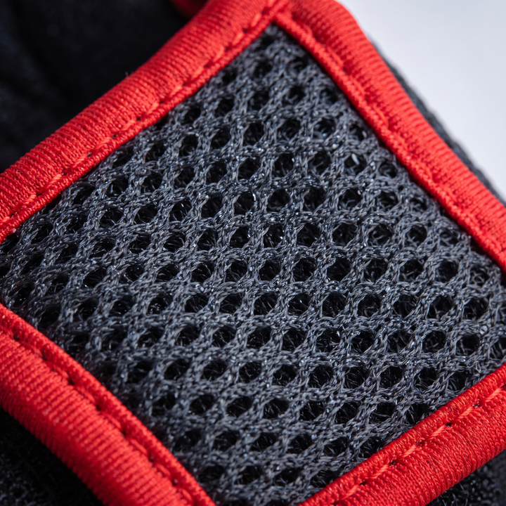 Close-up of breathable fabric texture on wrist support brace