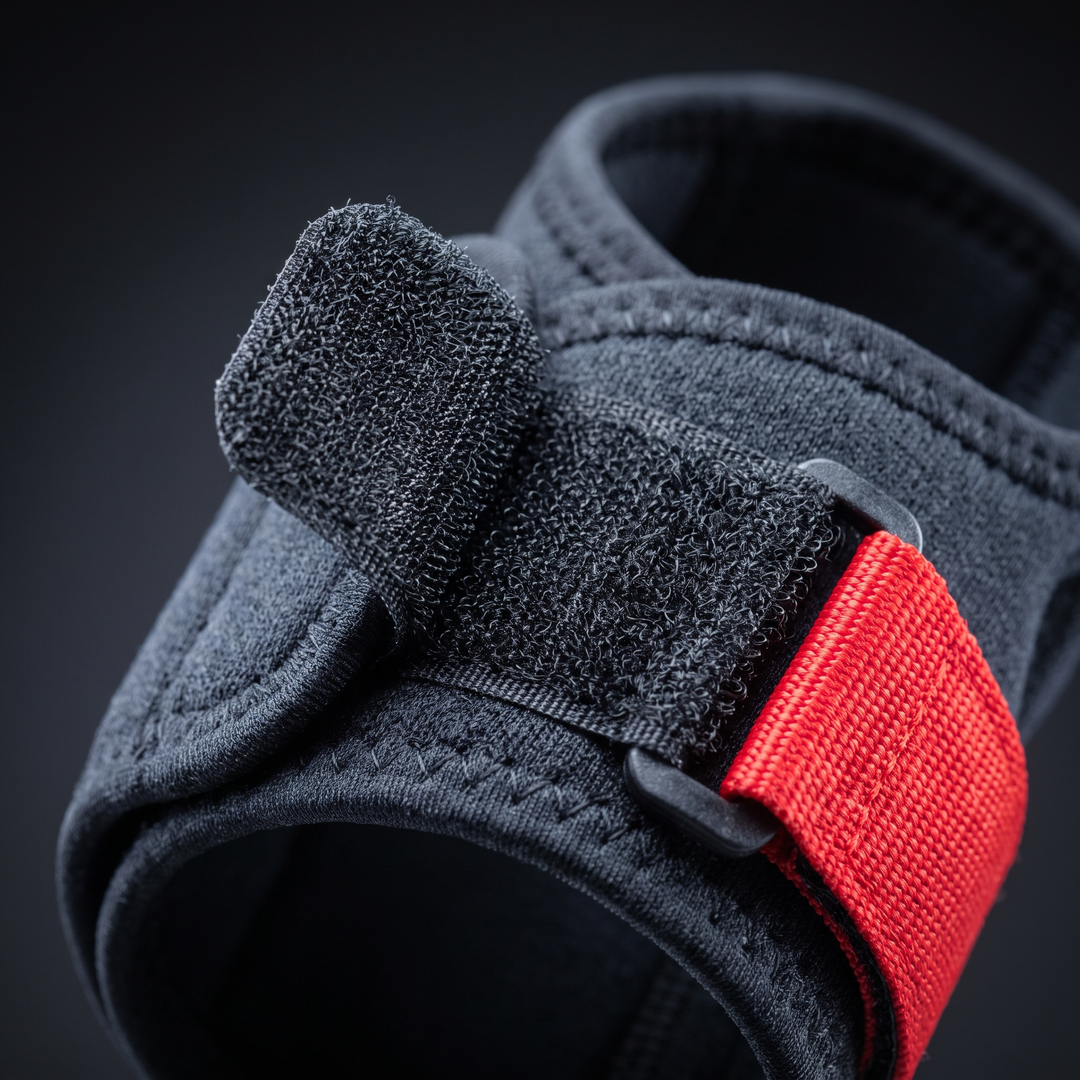 Close-up of closure mechanism on wrist support brace