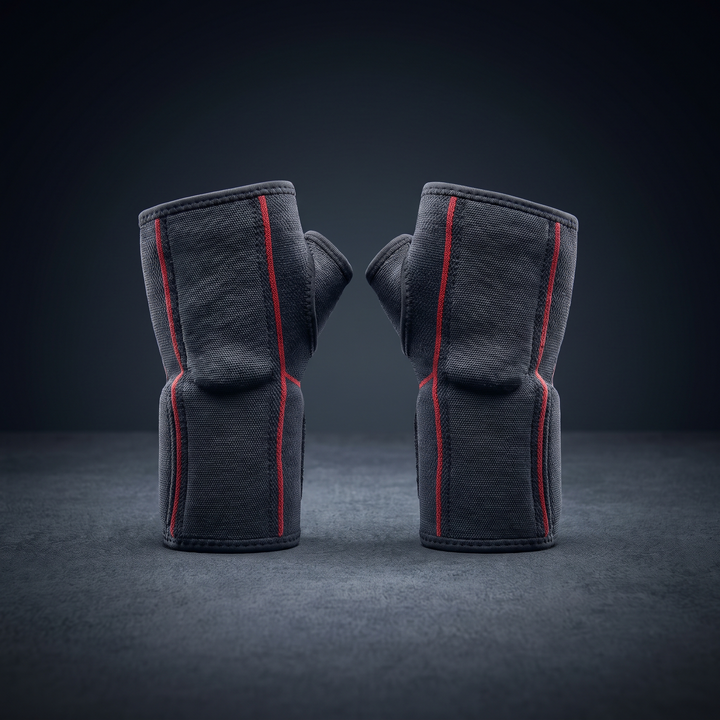 Matching pair of left and right wrist support braces